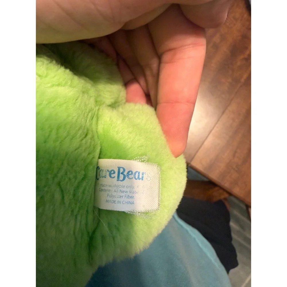 Vintage 2002 Care Bears Good Luck Bear Green Clover Plush Play Along